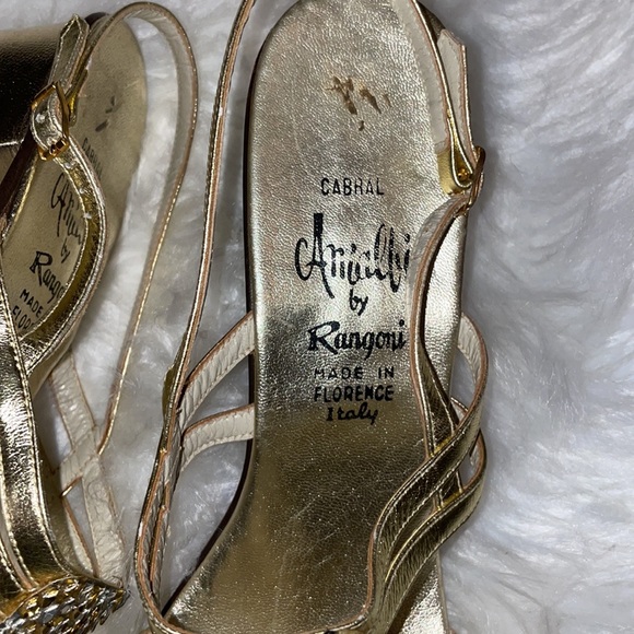 Vintage Amalfi Block Heels Size 9.5 Gold - Picture 3 of 9